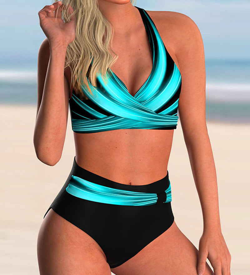 Jacoba | Conjunto de bikini con escote cruzado y estampado