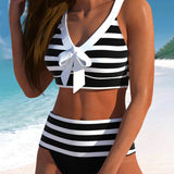Agripina | Bikini de talle alto a rayas