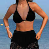 Adelina | Elegante conjunto de bikini de encaje en color sólido