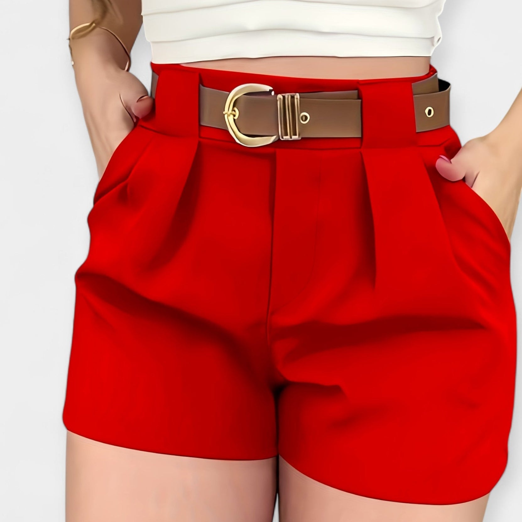 Analía | Pantalones cortos plisados de alta cintura