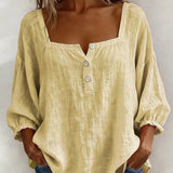 Carmen | Blusa Simple Cuello Cuadrado Manga Larga