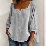 Carmen | Blusa Simple Cuello Cuadrado Manga Larga