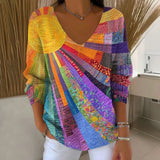 Fabianna | Camiseta vintage multicolor con cuello en V