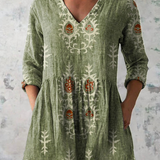 Daiana | Camisa de Cuello en V Larga Vintage
