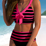 Agripina | Bikini de talle alto a rayas