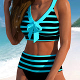 Agripina | Bikini de talle alto a rayas