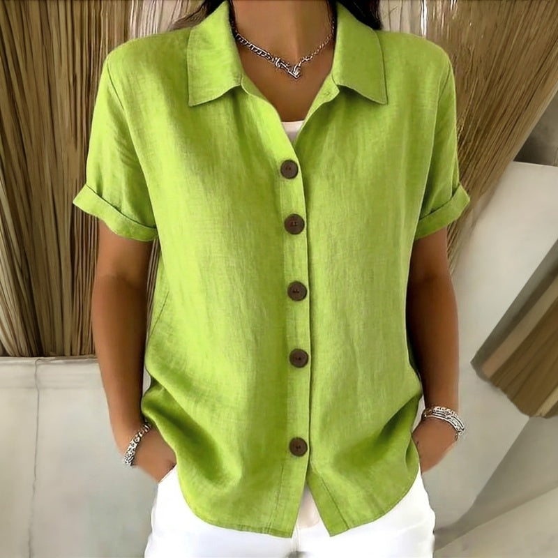 Clorinda | Blusa casual de color sólido con cuello chal