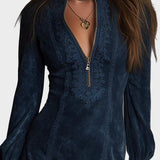 Jasmine | Vestido mini de ante con encaje