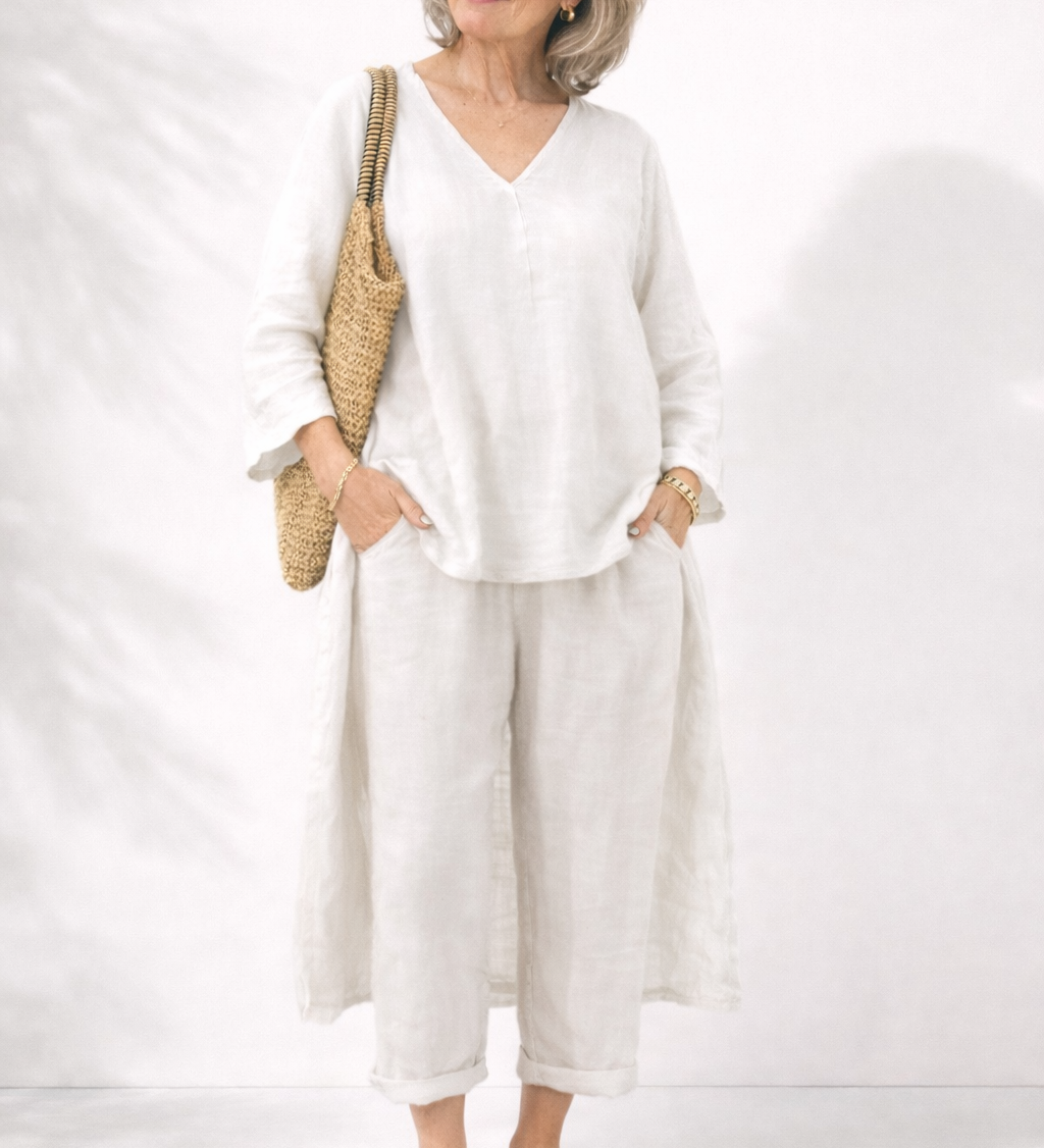 Adriena | Conjunto Elegante de Dos Piezas con Escote en V