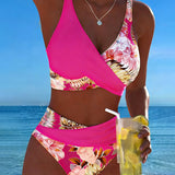 Anabel | Bikini con estampado floral en contraste y abertura