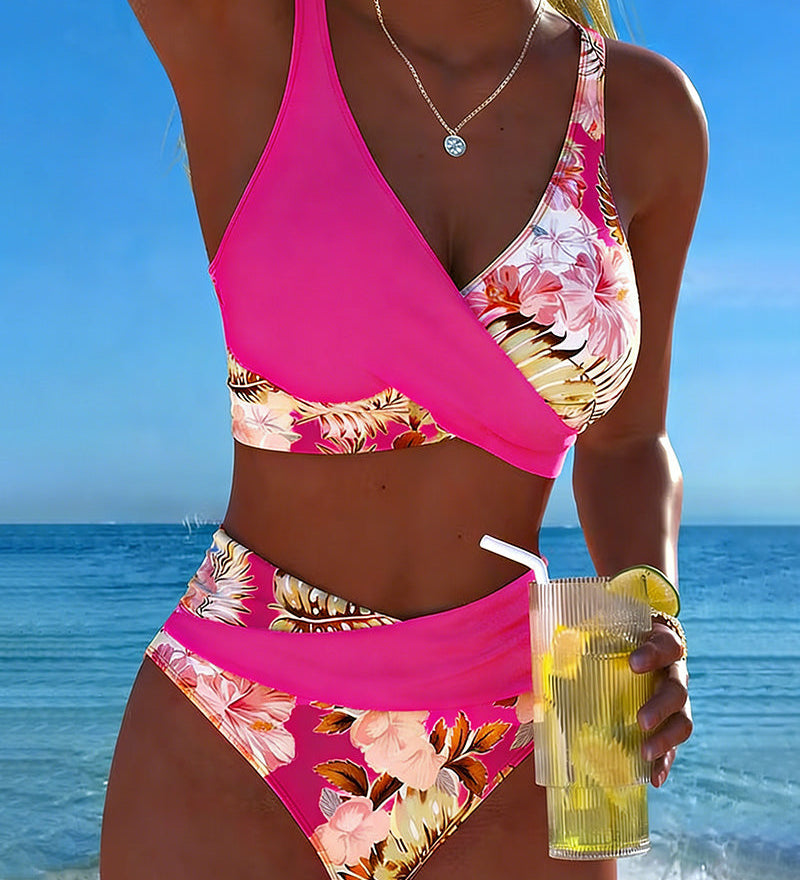 Anabel | Bikini con estampado floral en contraste y abertura