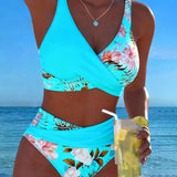 Anabel | Bikini con estampado floral en contraste y abertura
