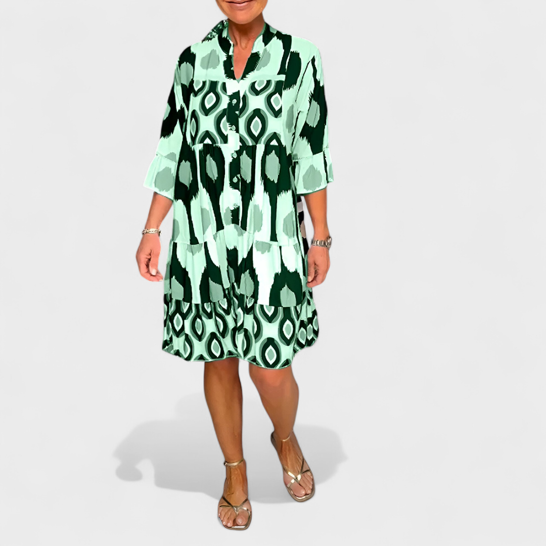 Claribel | Vestido Boho con Estampado y Escote en V