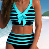 Agripina | Bikini de talle alto a rayas