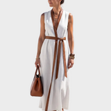Lidia | Vestido midi con detalle en contraste