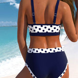 Clotilde | Bikini de talle alto con diseño de patchwork y lunares