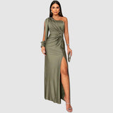 Meda | Vestido maxi elegante de un hombro