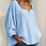 Carmen | Blusa Simple Cuello Cuadrado Manga Larga