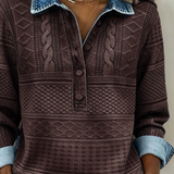Melkorka | sudadera con cuello denim y medio botón