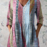 Danica | Camisa de Cuello en V Larga Vintage