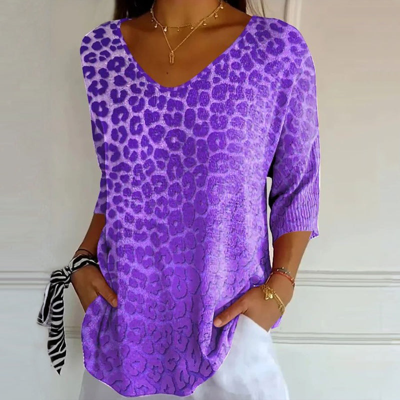 Federica | Camiseta vintage casual con estampado y cuello en V