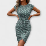 Aysa | Vestido de manga corta con corte tulipa y estampado en toda la prenda