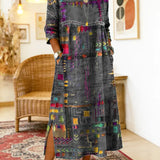 Dionísia | Vestido Denim con Patchwork Étnico