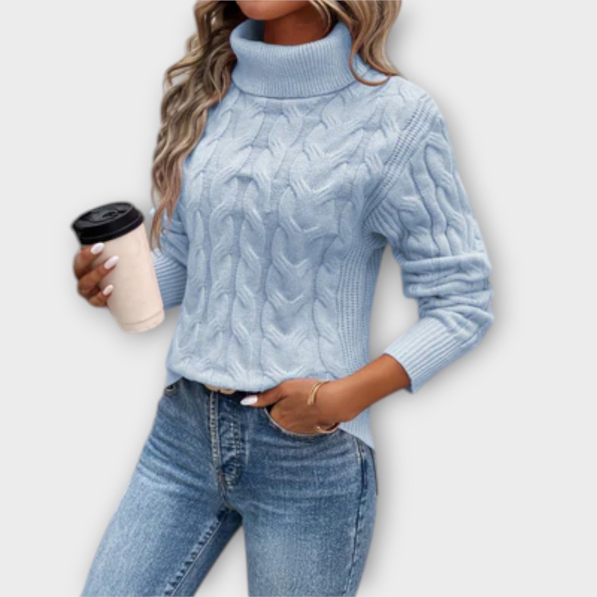 Azalee | Suéter Elegante con Cuello Roll de Malla