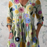 Blaire | Camisa de Cuello en V Larga Vintage