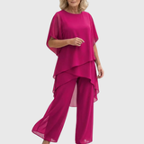 Glaucia | Traje con pantalones palazzo drapeados