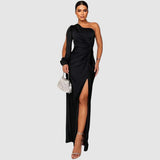 Meda | Vestido maxi elegante de un hombro