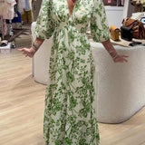 Claudina | Vestido Largo Elegante con Patrón Floral