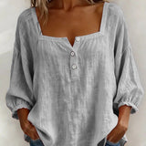 Carmen | Blusa Simple Cuello Cuadrado Manga Larga