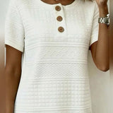 Elaine | Vestido Recto de Jacquard con Tres Botones