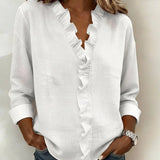 Elyana | Blusa con Volantes, Escote en V y Mangas Largas