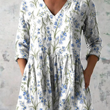 Kara | Camisa de Cuello en V Larga Vintage