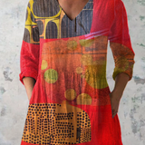 Indira | Camisa de Cuello V Largo Vintage