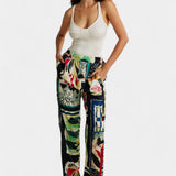 Arce | Pantalones Rectos de Cintura Alta con Estampado Floral
