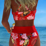 Anabel | Bikini con estampado floral en contraste y abertura