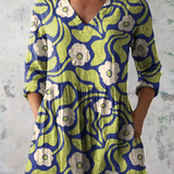 Galina | Camisa de Cuello en V Largo Vintage