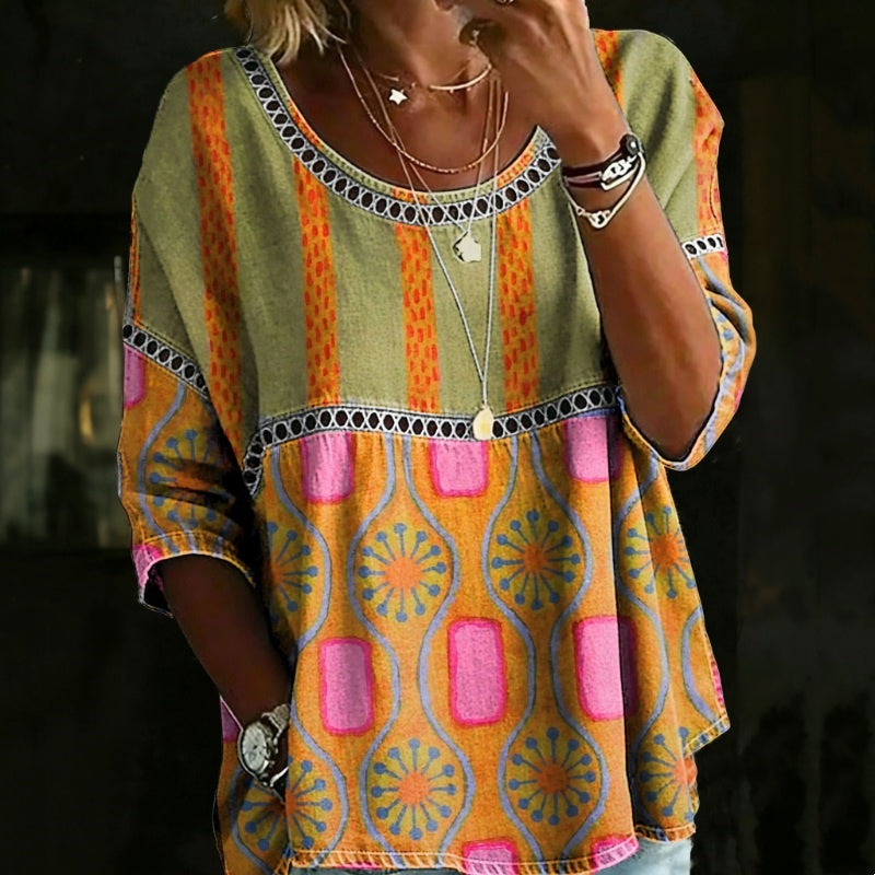 Elsia | Blusa vintage casual estampada