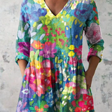 Cali | Camisa de Cuello en V Larga Vintage