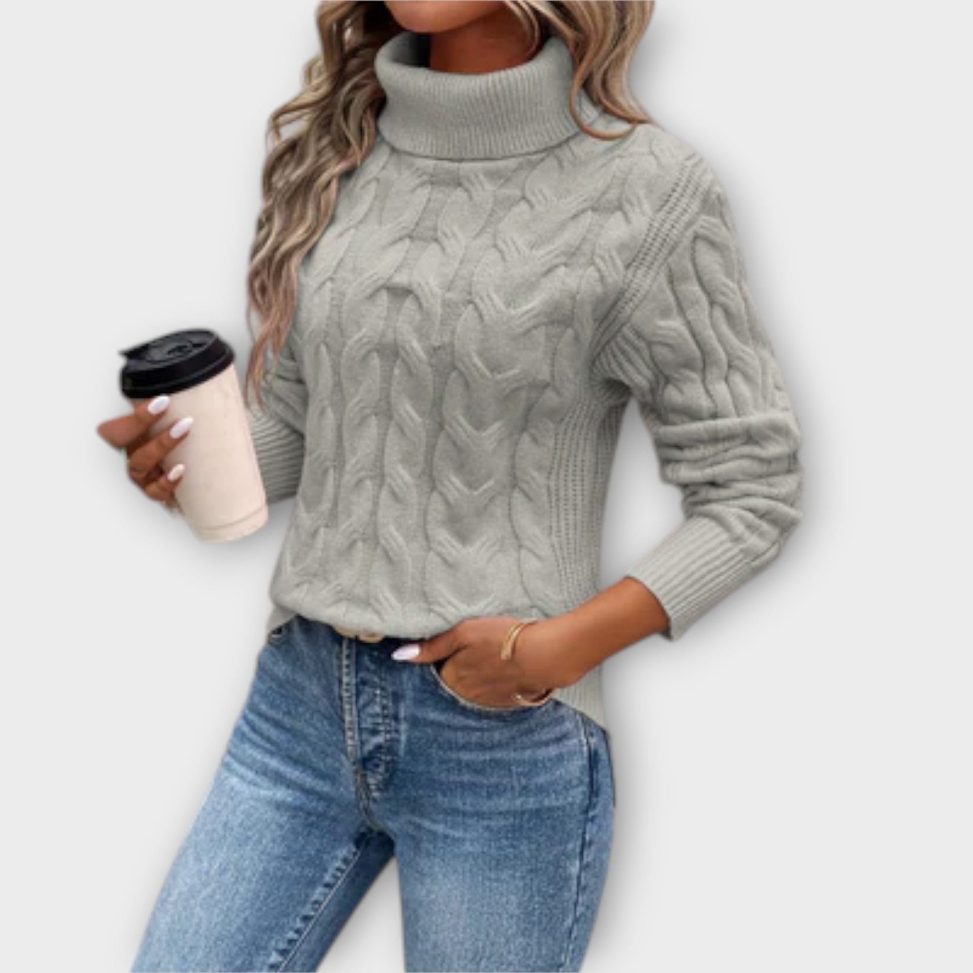 Azalee | Suéter Elegante con Cuello Roll de Malla