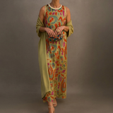 Daniela | Vestido largo con estampado floral y chaleco a juego