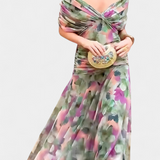 Magda | Vestido largo floral con escote en v
