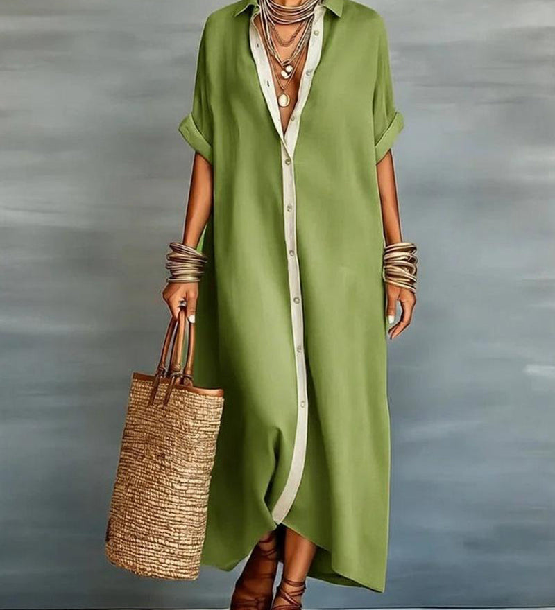 Audria | Elegante Vestido Camisa con Cuello Notch