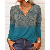 Katharina - Blusa Bohemia Multicolor de Manga Larga y Escote en V