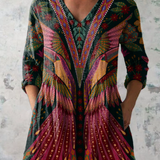 Adrianna | Camisa Vintage de Cuello en V Largo
