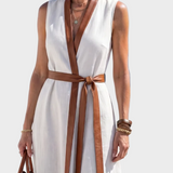 Lidia | Vestido midi con detalle en contraste