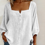 Carmen | Blusa Simple Cuello Cuadrado Manga Larga